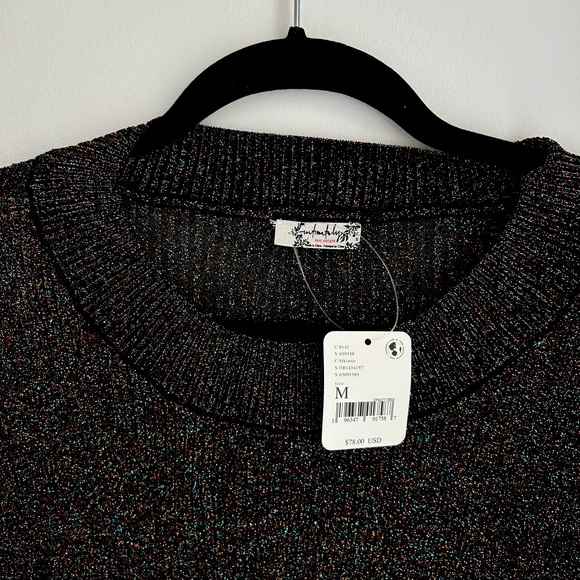 Free people black/multicolored sparkle bodysuit size M New with tags - Picture 2 of 3